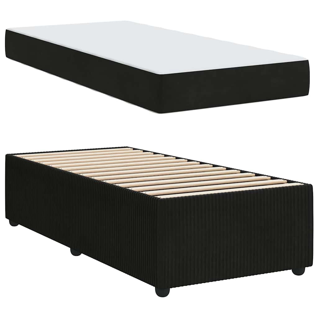 vidaXL Σκελετός κρεβατιού με στρώμα Μαύρο 90 x 190 cm Βελούδο