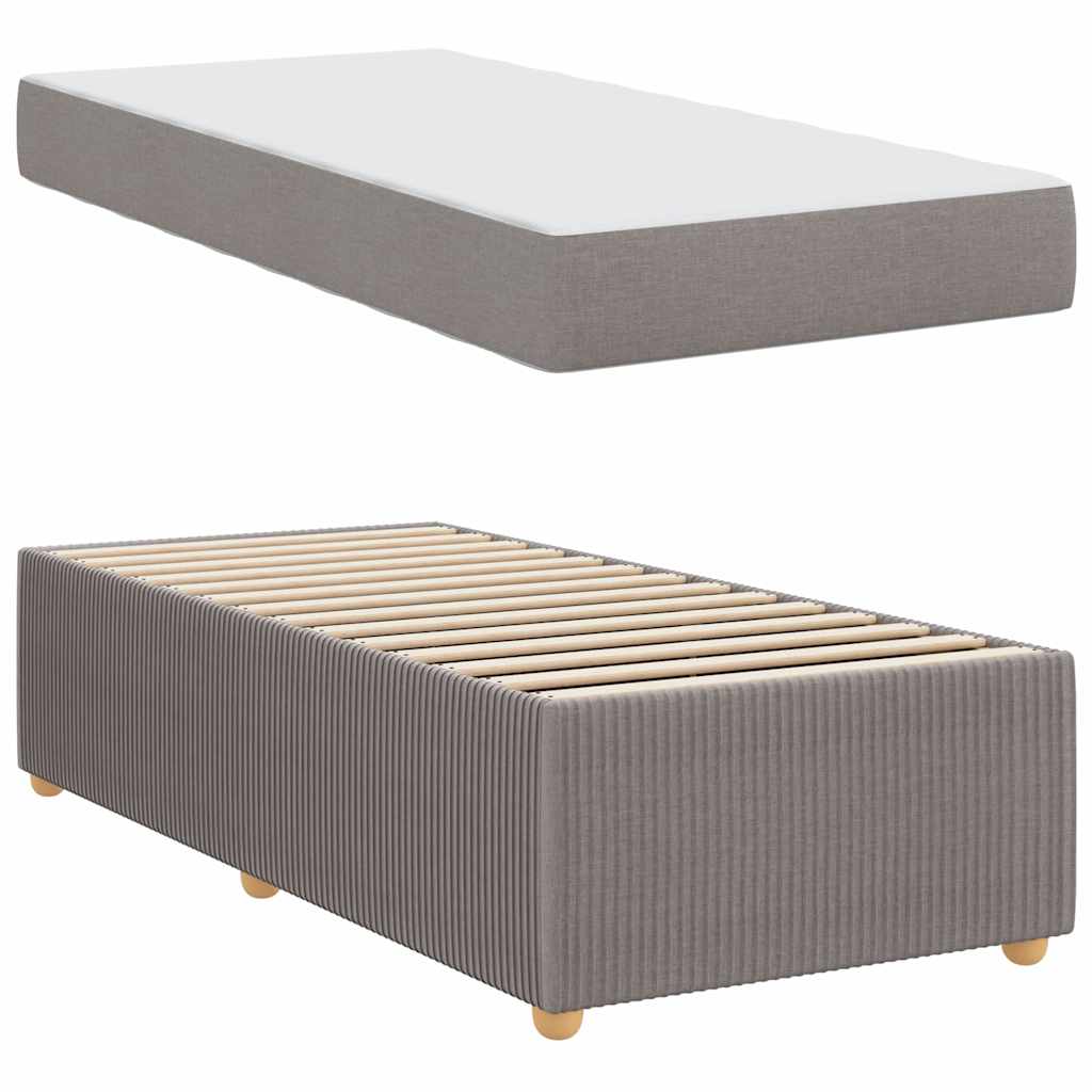 vidaXL Σκελετός Κρεβατιού με στρώμα Taupe 90 x 200 cm ύφασμα