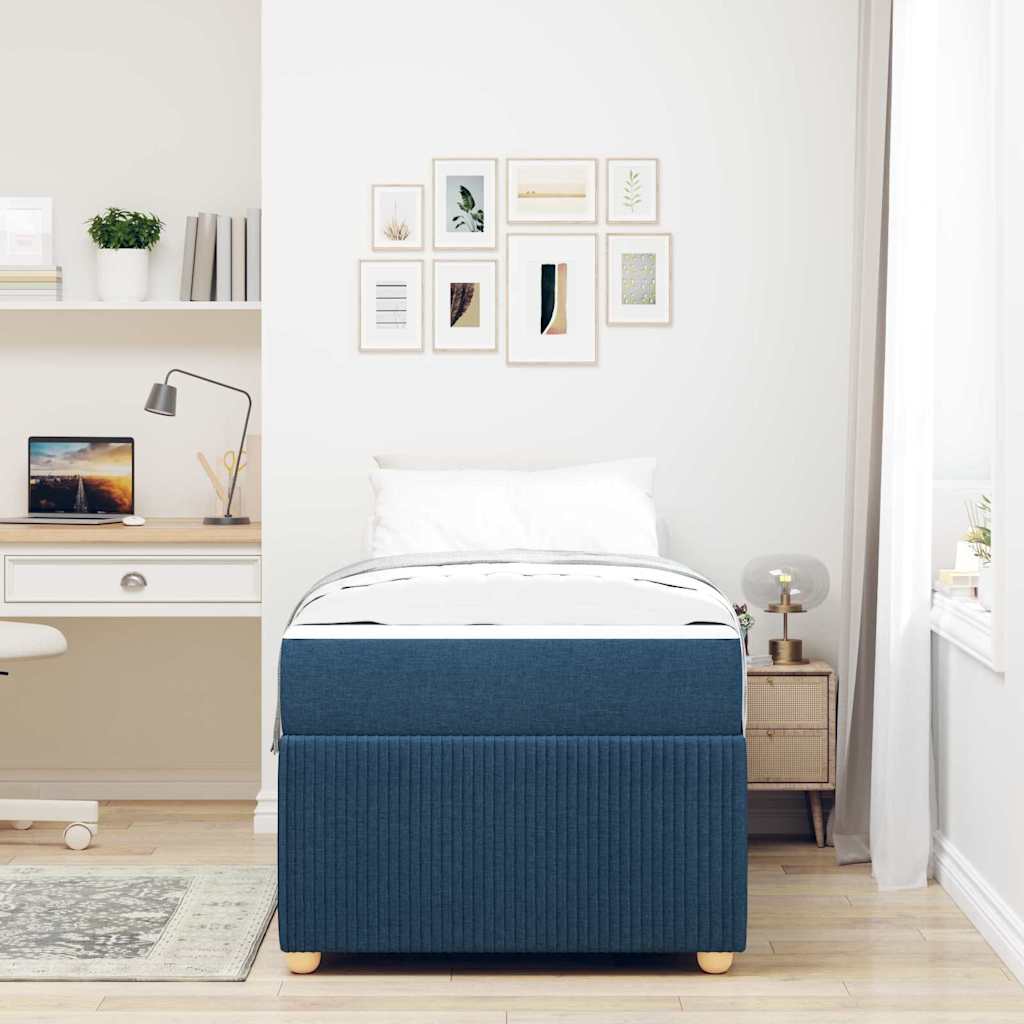 vidaXL Σκελετός Κρεβατιού με στρώμα Μπλε 90 x 200 cm ύφασμα