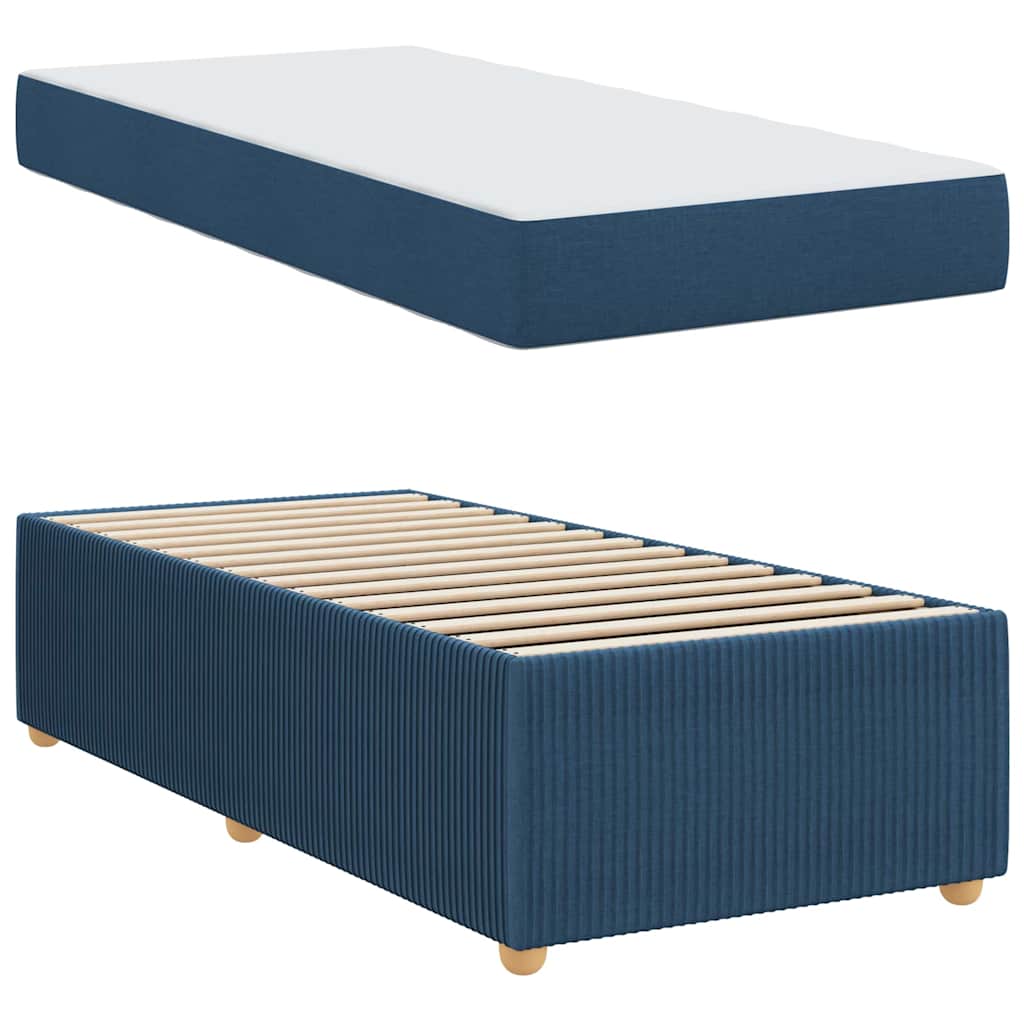vidaXL Σκελετός Κρεβατιού με στρώμα Μπλε 90 x 200 cm ύφασμα