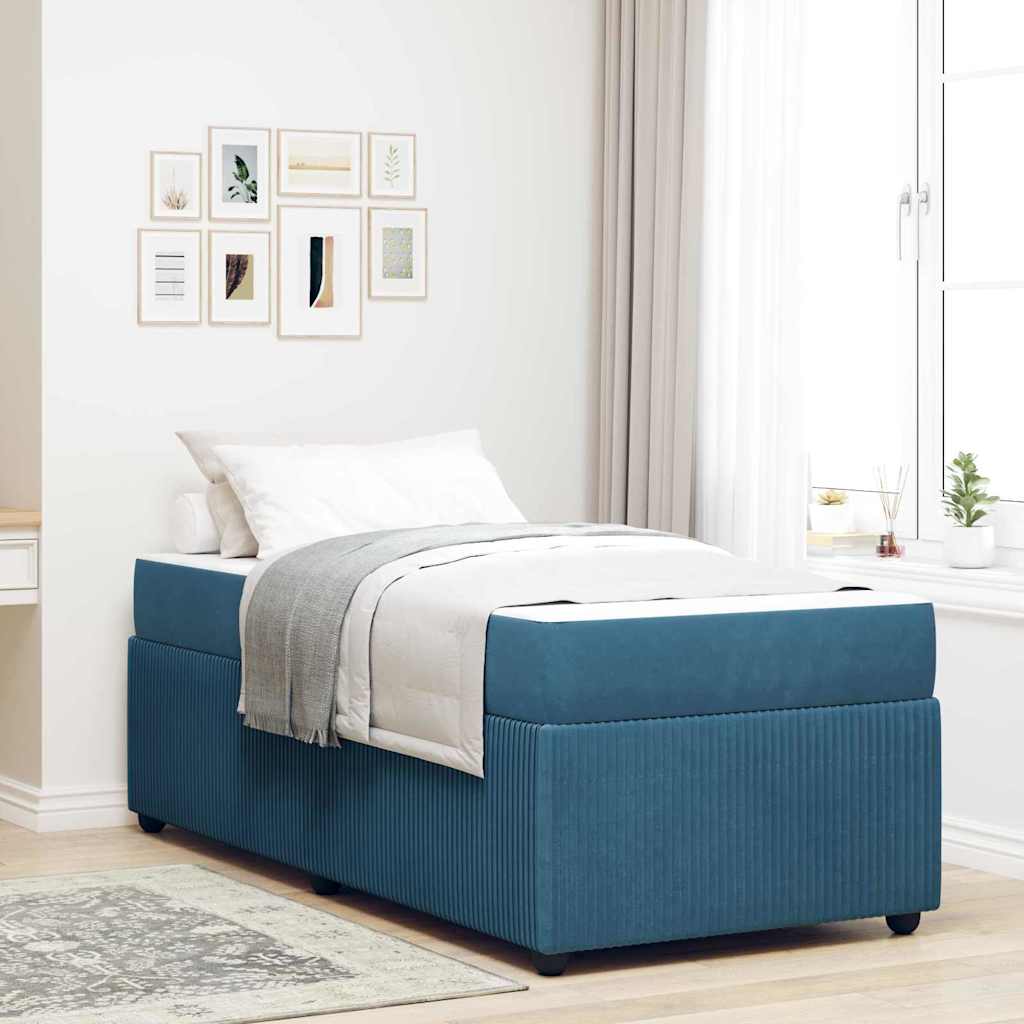 vidaXL Σκελετός Κρεβατιού με στρώμα Μπλε 100 x 200 cm ύφασμα