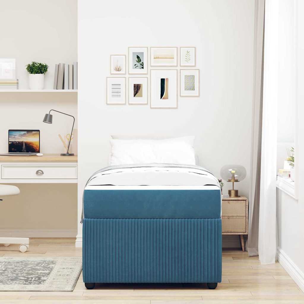 vidaXL Σκελετός Κρεβατιού με στρώμα Μπλε 100 x 200 cm ύφασμα