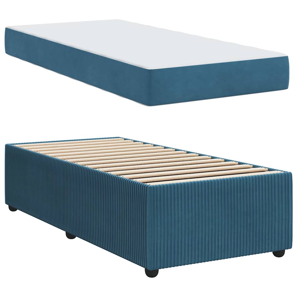 vidaXL Σκελετός Κρεβατιού με στρώμα Μπλε 100 x 200 cm ύφασμα