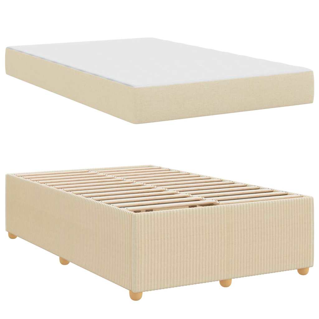 vidaXL Σκελετός Κρεβατιού με στρώμα Κρεμ 120 x 190 cm ύφασμα