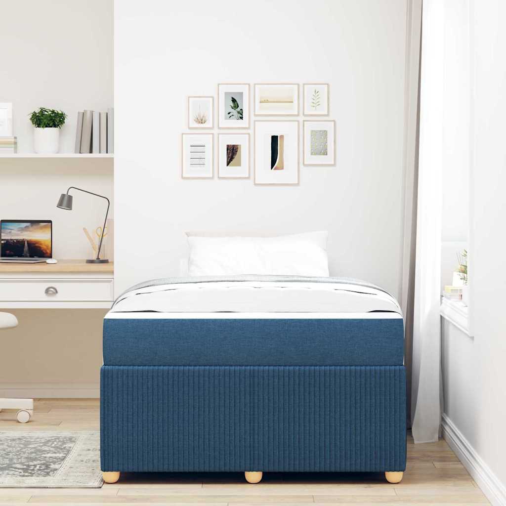 vidaXL Σκελετός Κρεβατιού με στρώμα Μπλε 120 x 190 cm ύφασμα