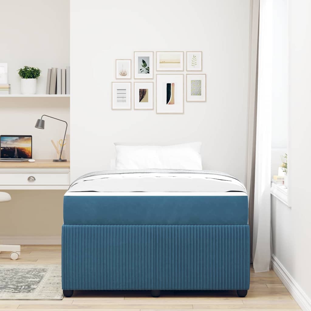 vidaXL Σκελετός Κρεβατιού με στρώμα Μπλε 120 x 190 cm ύφασμα