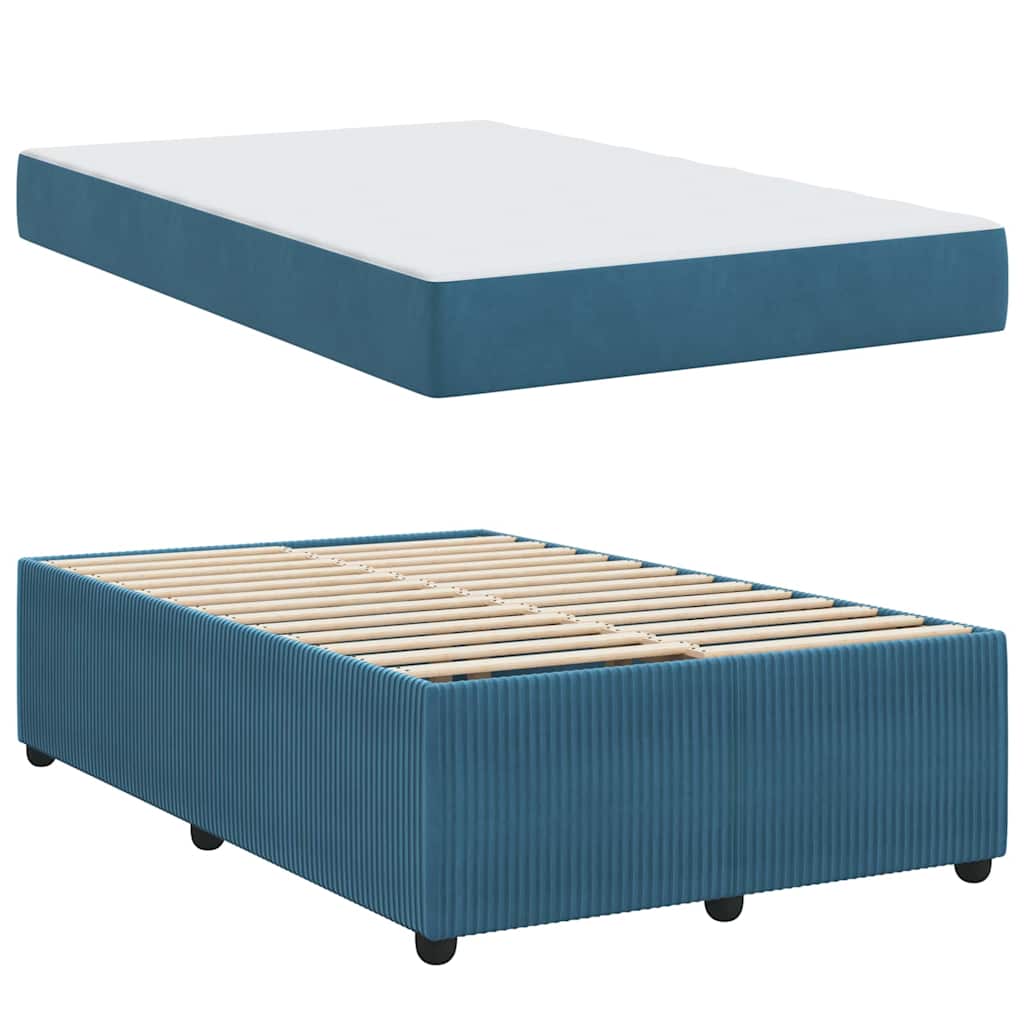 vidaXL Σκελετός Κρεβατιού με στρώμα Μπλε 120 x 190 cm ύφασμα