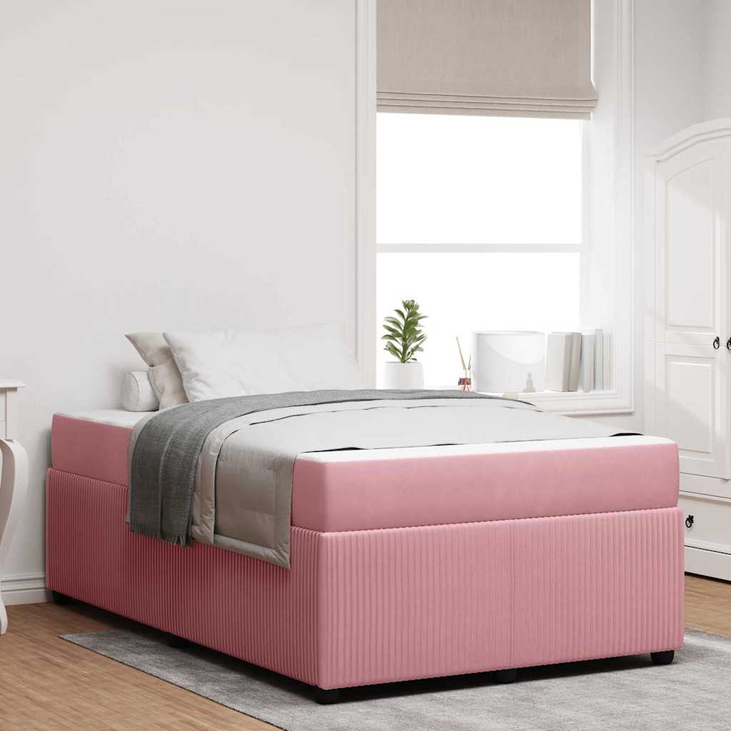 vidaXL Σκελετός Κρεβατιού με στρώμα Ροζ 120 x 190 cm ύφασμα