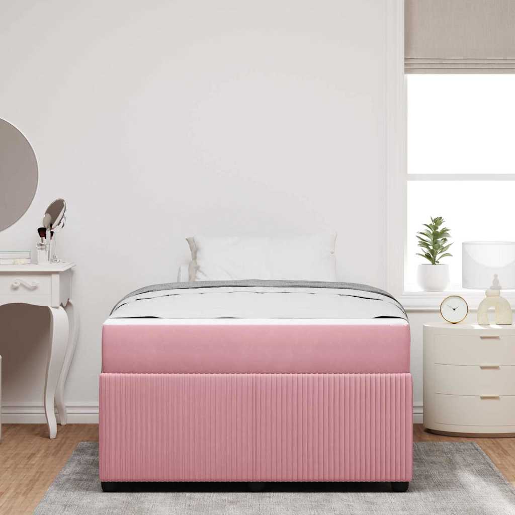 vidaXL Σκελετός Κρεβατιού με στρώμα Ροζ 120 x 190 cm ύφασμα