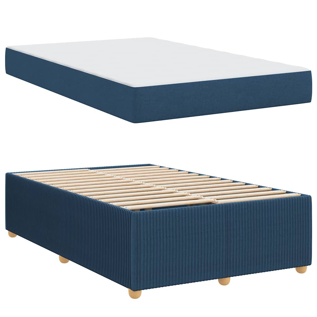 vidaXL Σκελετός Κρεβατιού με στρώμα Μπλε 120 x 200 cm ύφασμα