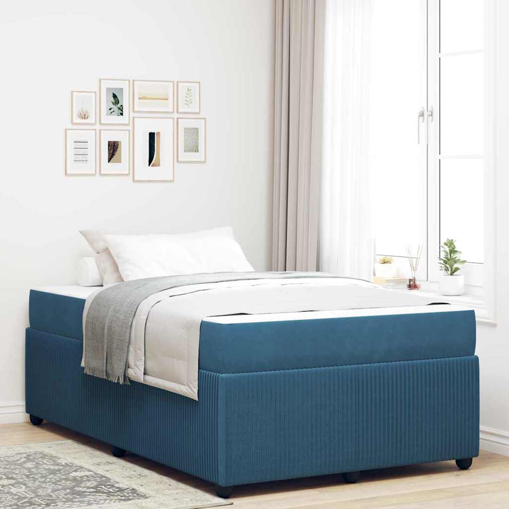 vidaXL Σκελετός Κρεβατιού με στρώμα Μπλε 120 x 200 cm ύφασμα