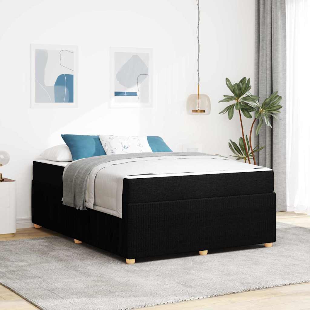 vidaXL Σκελετός Κρεβατιού με στρώμα Μαύρο 140 x 200 cm ύφασμα