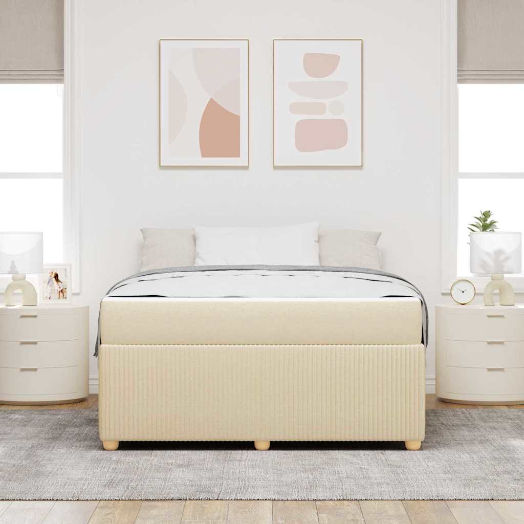 vidaXL Σκελετός Κρεβατιού με στρώμα Κρεμ 140 x 200 cm ύφασμα
