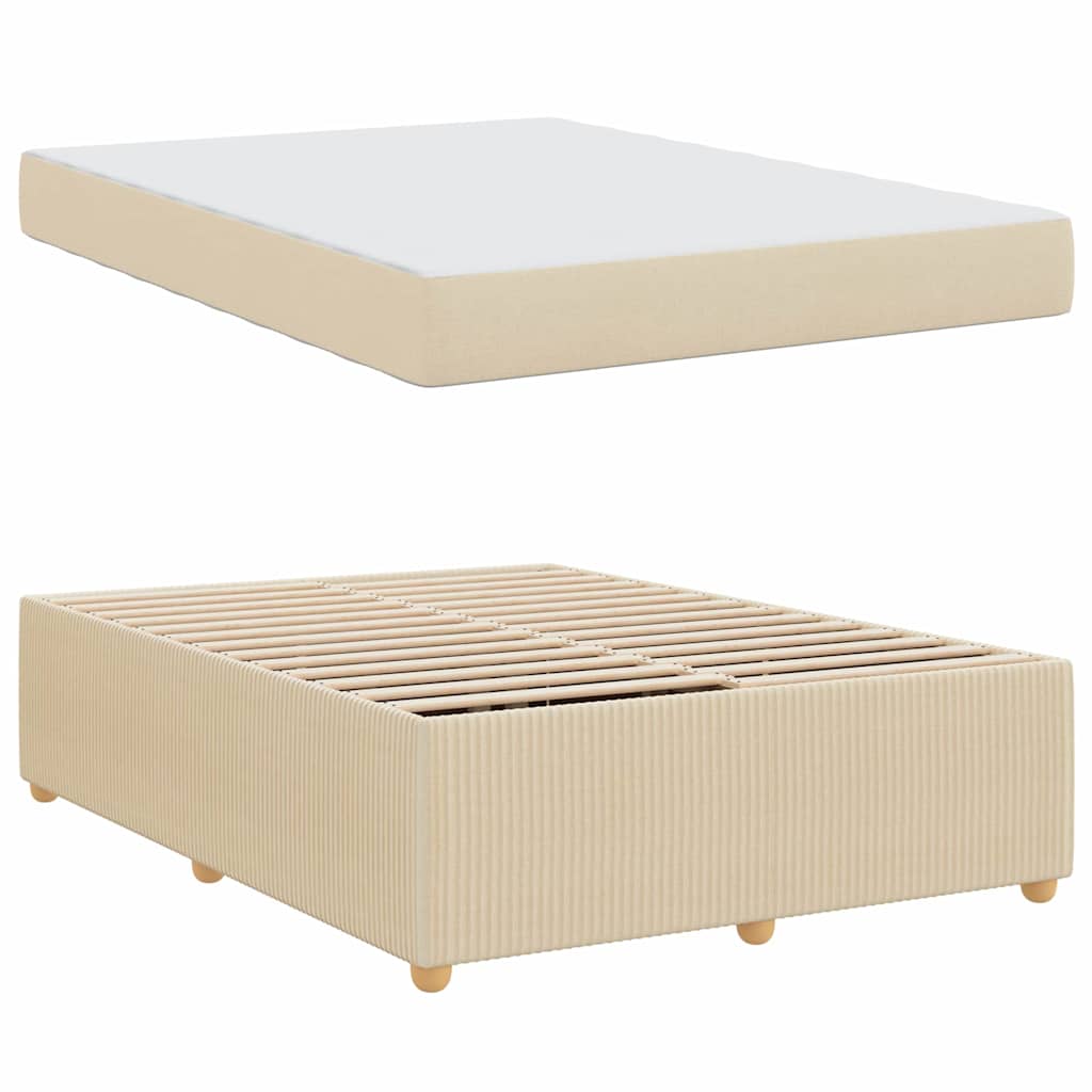 vidaXL Σκελετός Κρεβατιού με στρώμα Κρεμ 140 x 200 cm ύφασμα