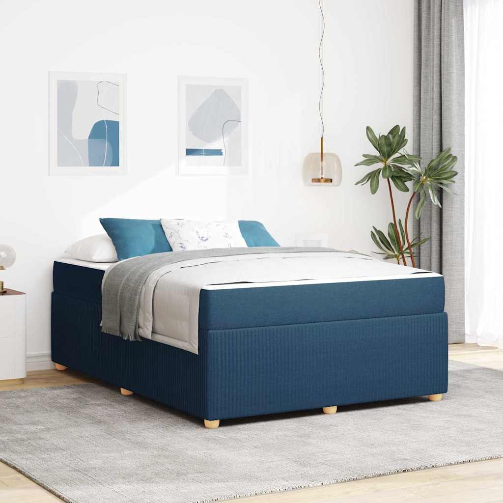 vidaXL Σκελετός Κρεβατιού με στρώμα Μπλε 140 x 200 cm ύφασμα