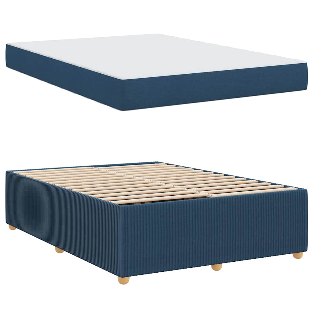 vidaXL Σκελετός Κρεβατιού με στρώμα Μπλε 140 x 200 cm ύφασμα