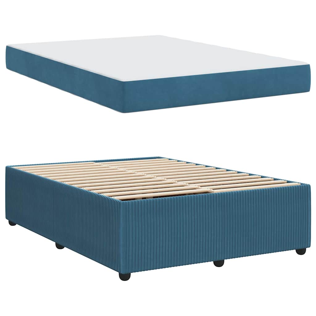 vidaXL Σκελετός Κρεβατιού με στρώμα Μπλε 140 x 200 cm ύφασμα