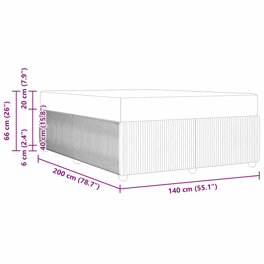 vidaXL Σκελετός Κρεβατιού με στρώμα Μπλε 140 x 200 cm ύφασμα