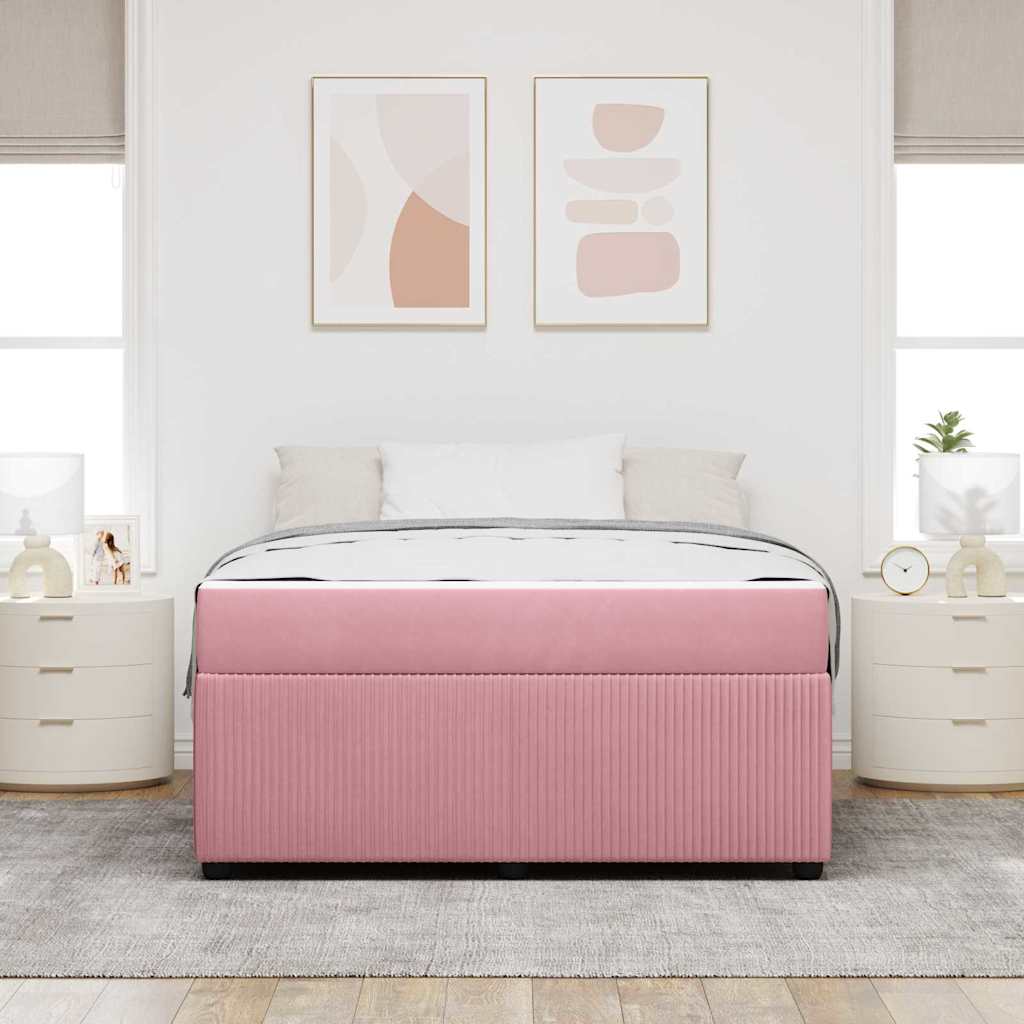 vidaXL Σκελετός Κρεβατιού με στρώμα Ροζ 140 x 200 cm ύφασμα
