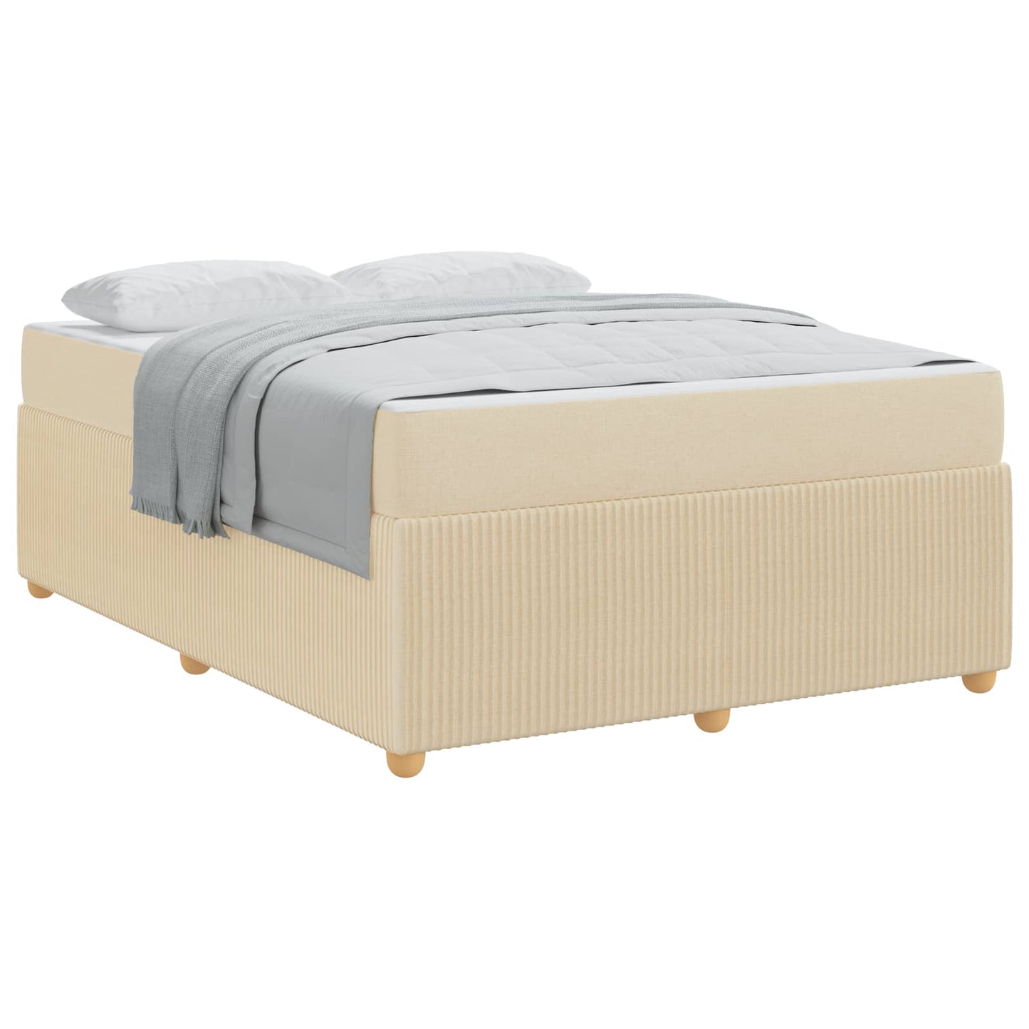 vidaXL Σκελετός Κρεβατιού με στρώμα Κρεμ 160 x 200 cm ύφασμα