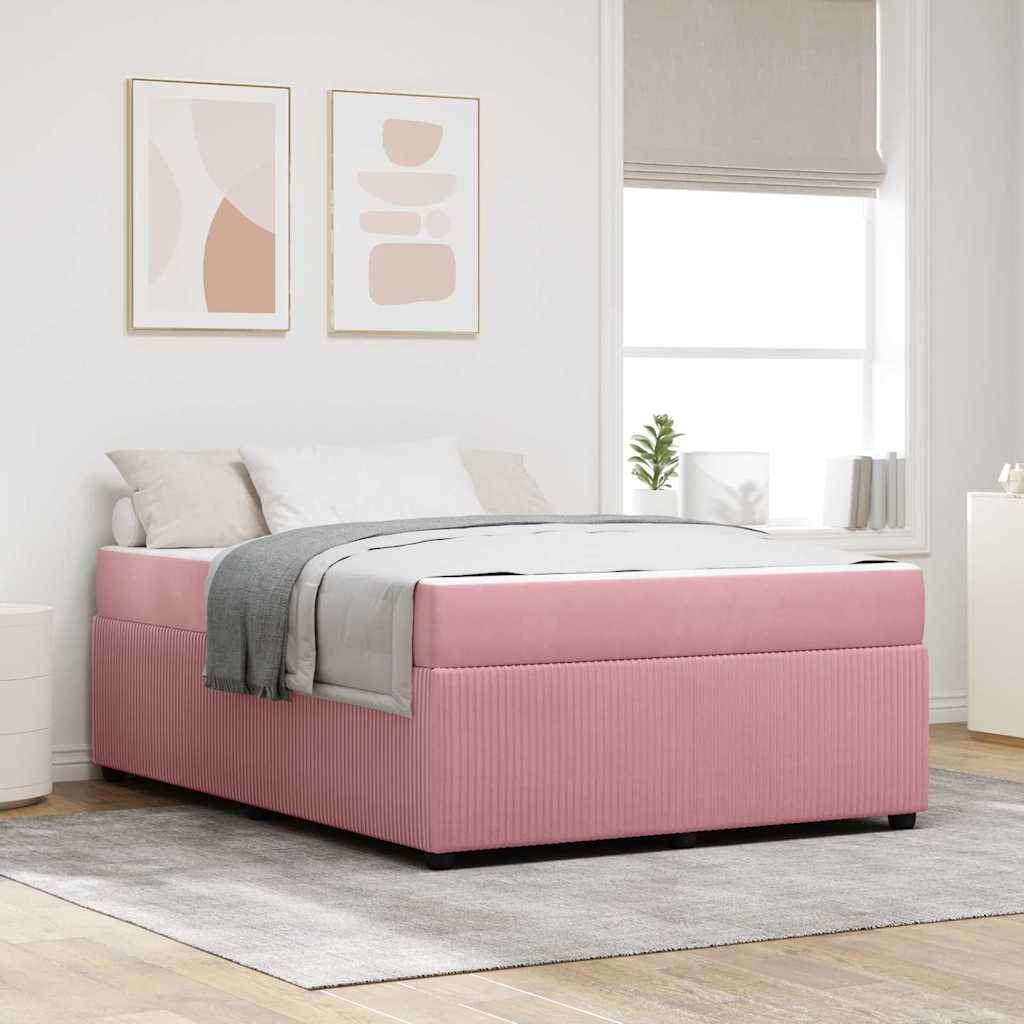 vidaXL Σκελετός Κρεβατιού με στρώμα Ροζ 160 x 200 cm ύφασμα