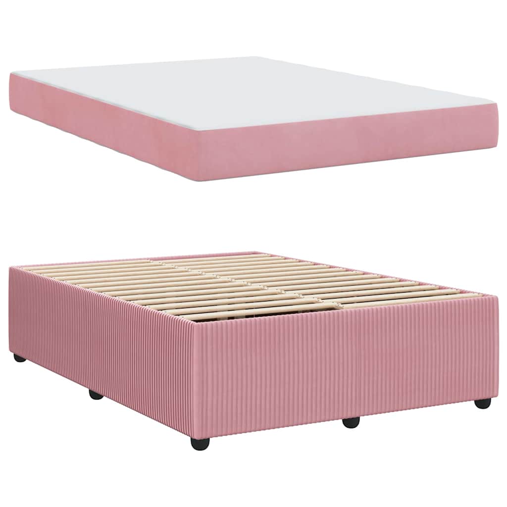 vidaXL Σκελετός Κρεβατιού με στρώμα Ροζ 160 x 200 cm ύφασμα