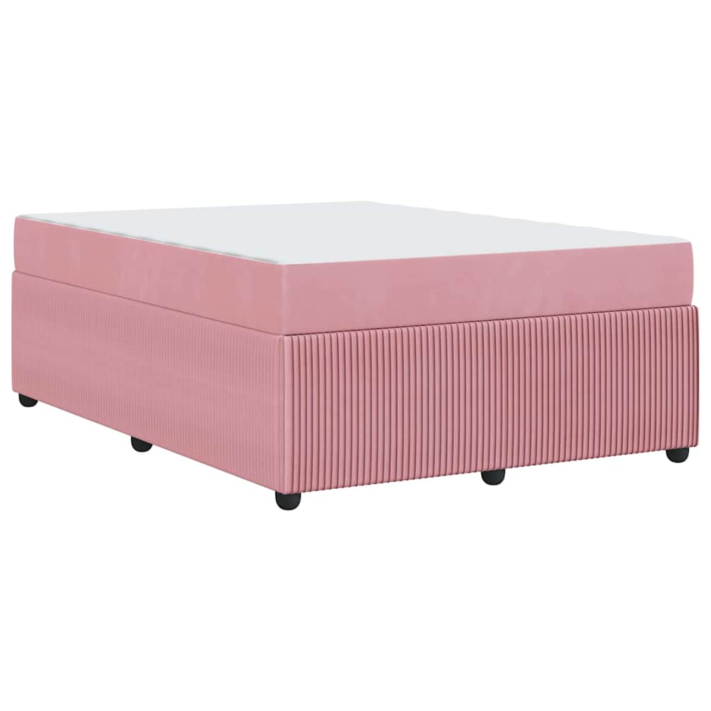 vidaXL Σκελετός Κρεβατιού με στρώμα Ροζ 160 x 200 cm ύφασμα