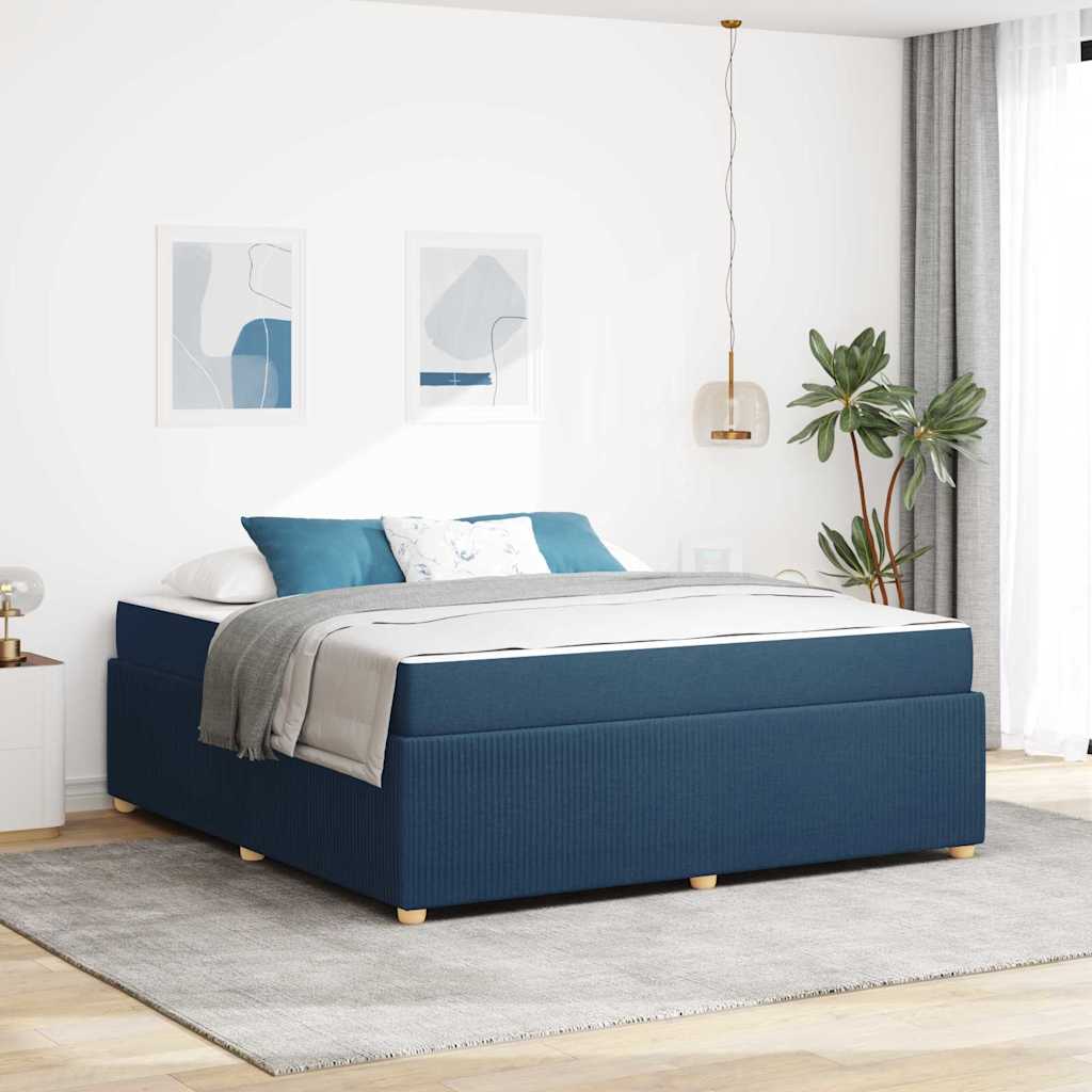 vidaXL Σκελετός Κρεβατιού με στρώμα Μπλε 180 x 200 cm ύφασμα