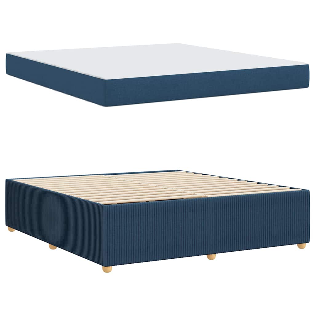 vidaXL Σκελετός Κρεβατιού με στρώμα Μπλε 180 x 200 cm ύφασμα