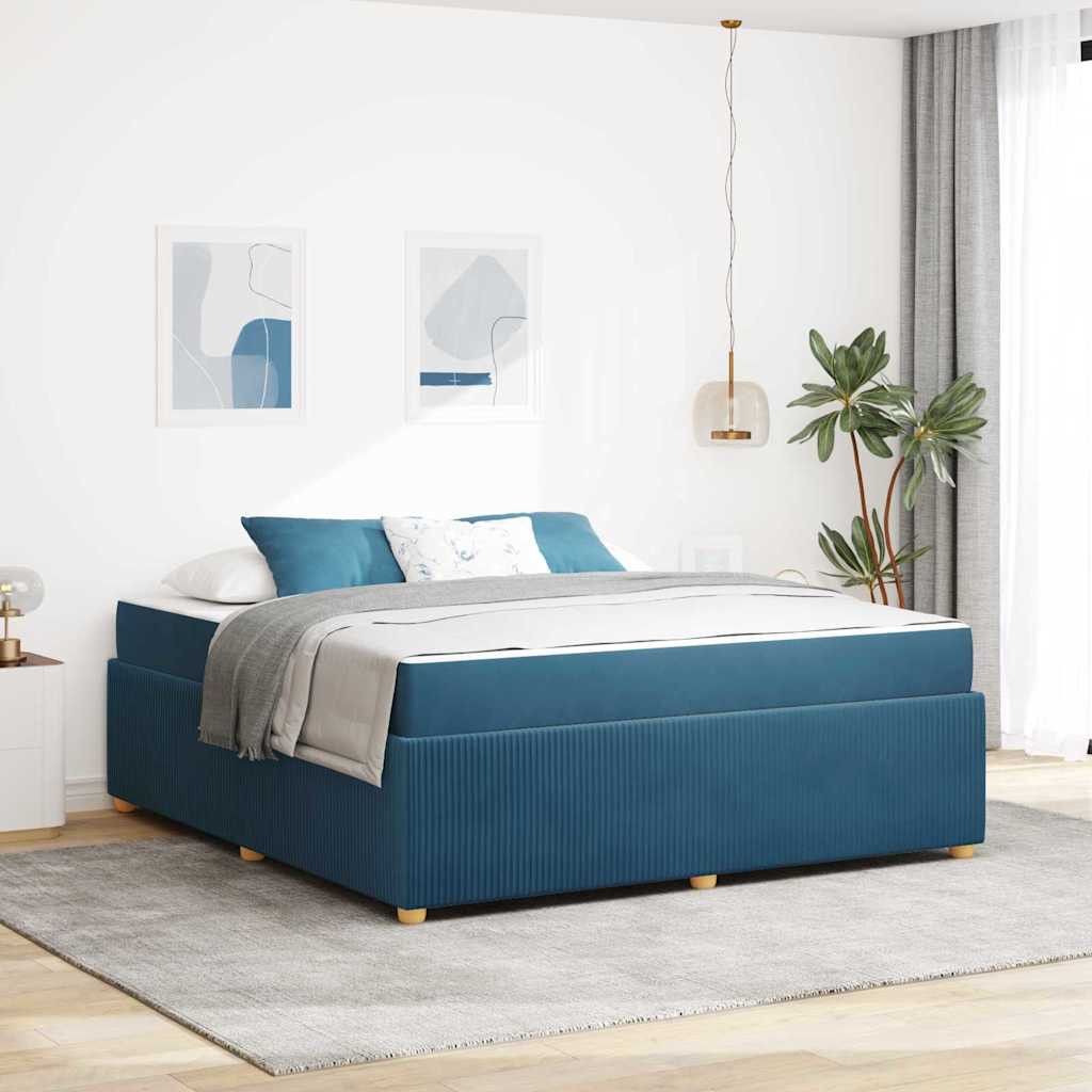 vidaXL Σκελετός Κρεβατιού με στρώμα Μπλε 180 x 200 cm ύφασμα
