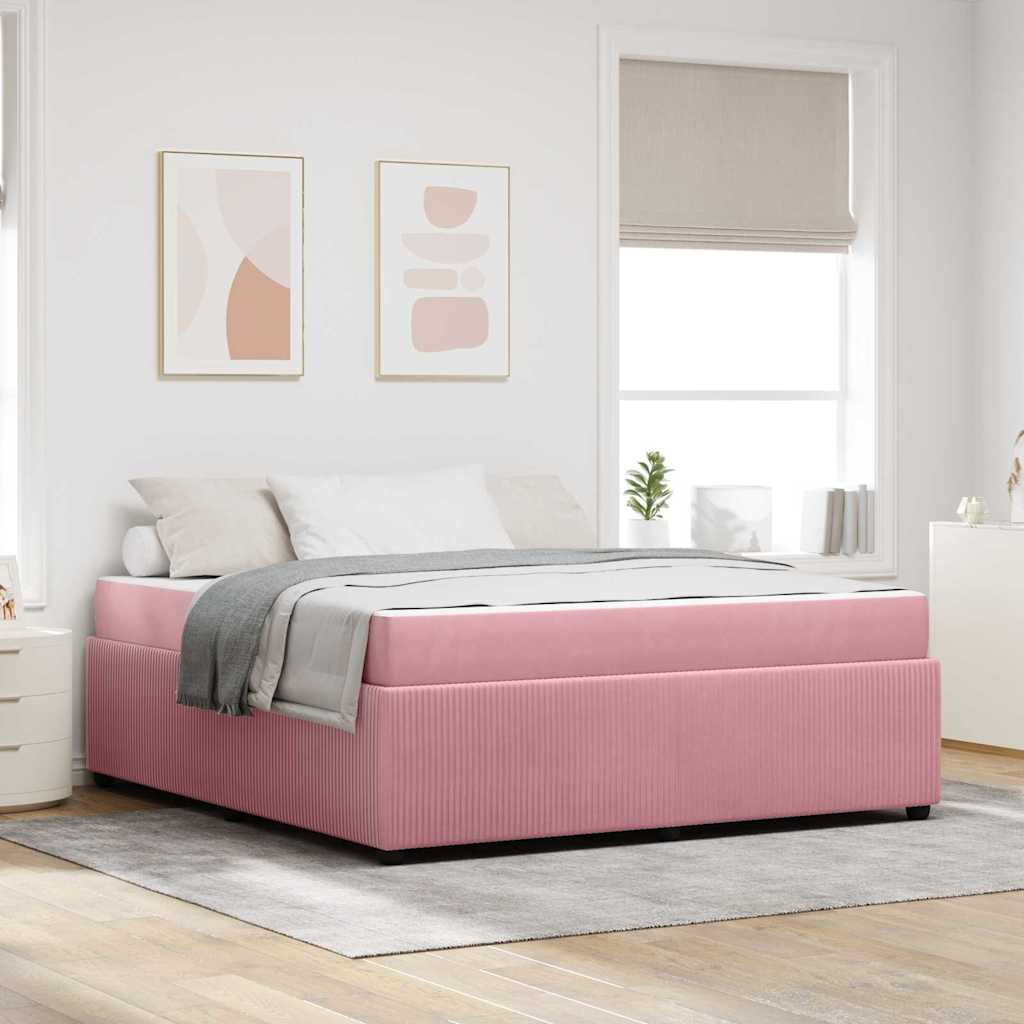 vidaXL Σκελετός Κρεβατιού με στρώμα Ροζ 180 x 200 cm ύφασμα
