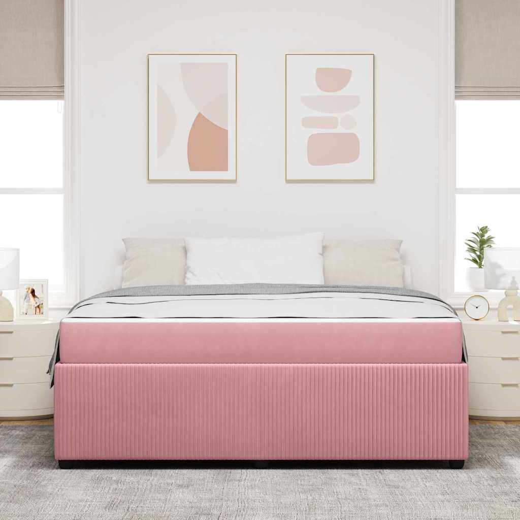 vidaXL Σκελετός Κρεβατιού με στρώμα Ροζ 180 x 200 cm ύφασμα