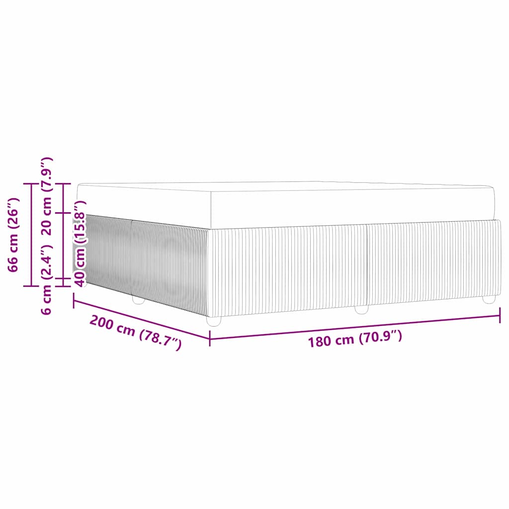 vidaXL Σκελετός Κρεβατιού με στρώμα Ροζ 180 x 200 cm ύφασμα