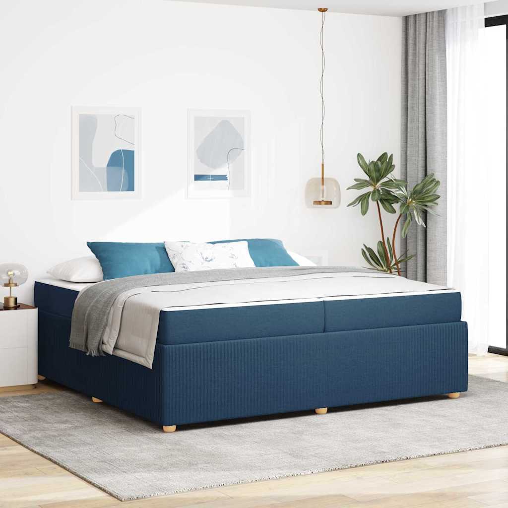 vidaXL Σκελετός Κρεβατιού με στρώμα Μπλε 200 x 200 cm ύφασμα