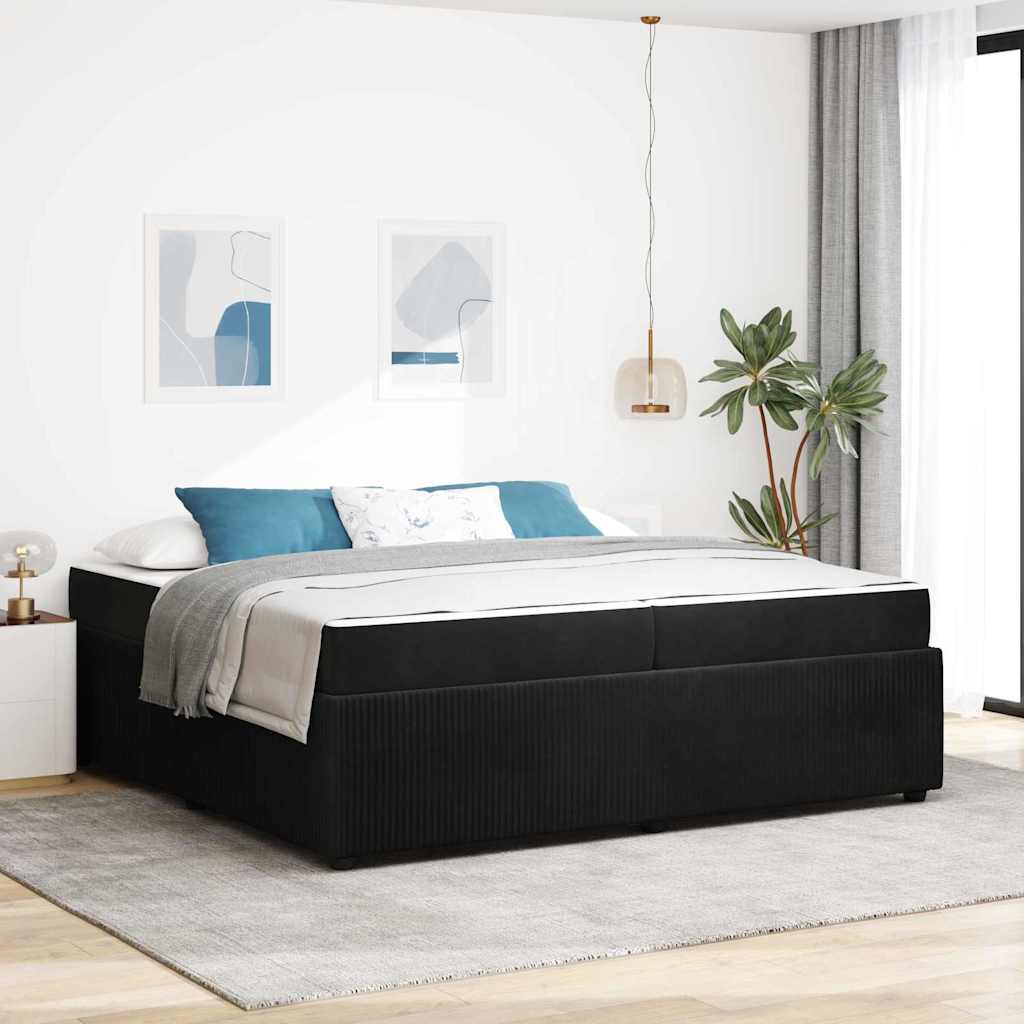 vidaXL Σκελετός Κρεβατιού με στρώμα Μαύρο 200 x 200 cm ύφασμα