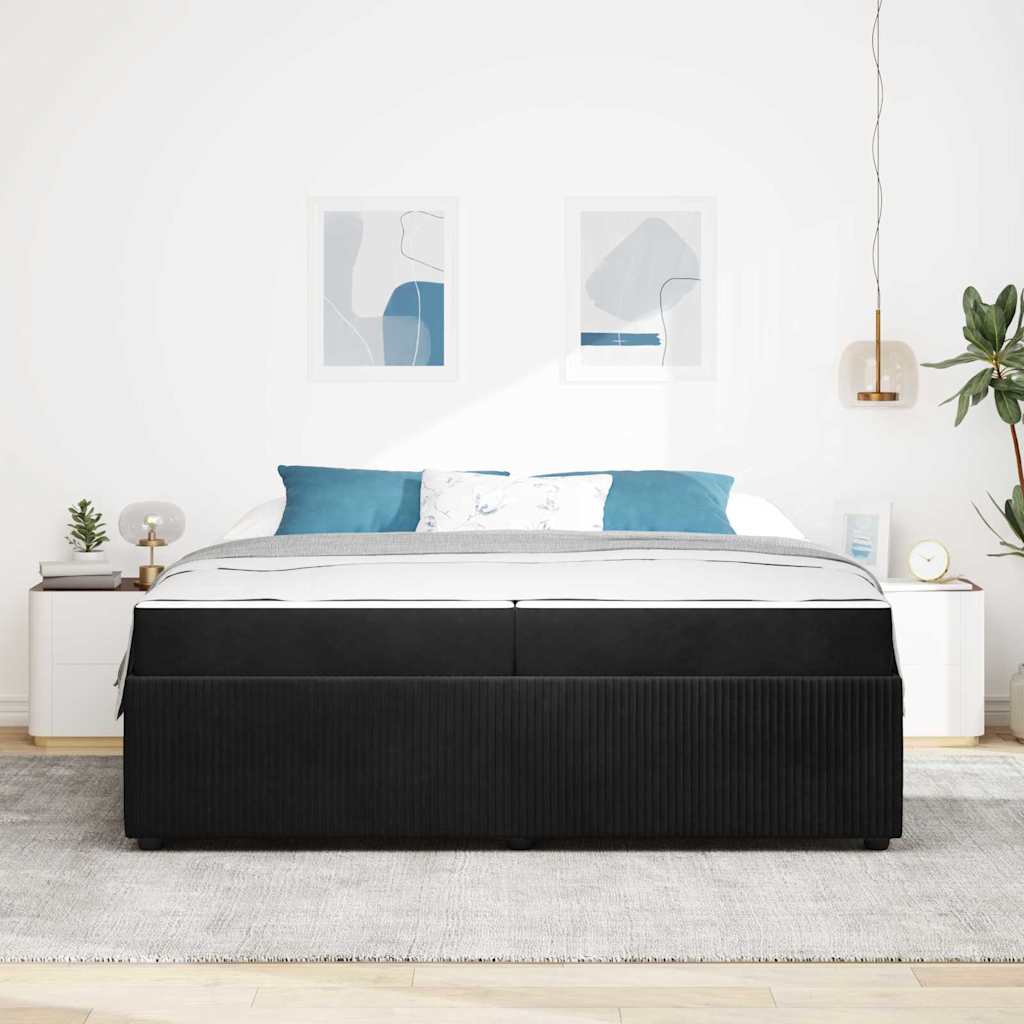 vidaXL Σκελετός Κρεβατιού με στρώμα Μαύρο 200 x 200 cm ύφασμα