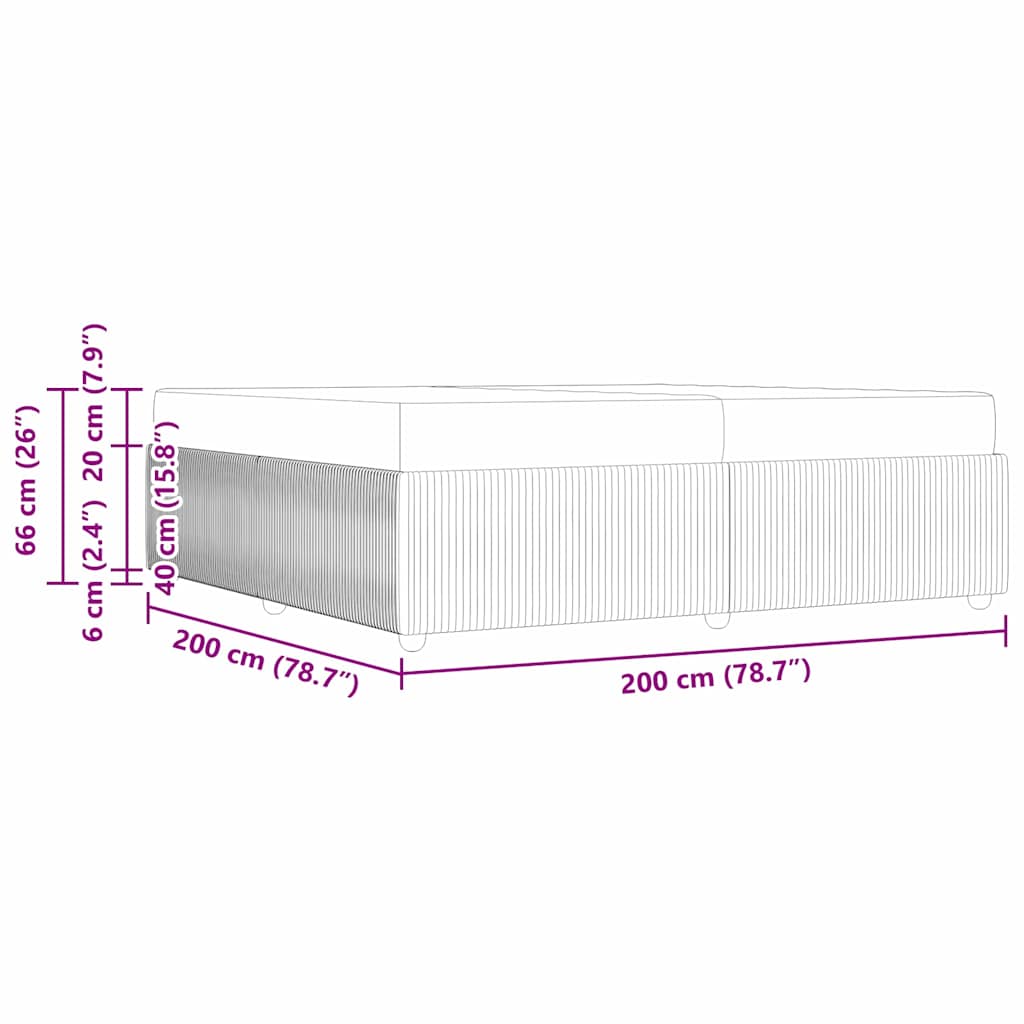 vidaXL Σκελετός Κρεβατιού με στρώμα Μαύρο 200 x 200 cm ύφασμα