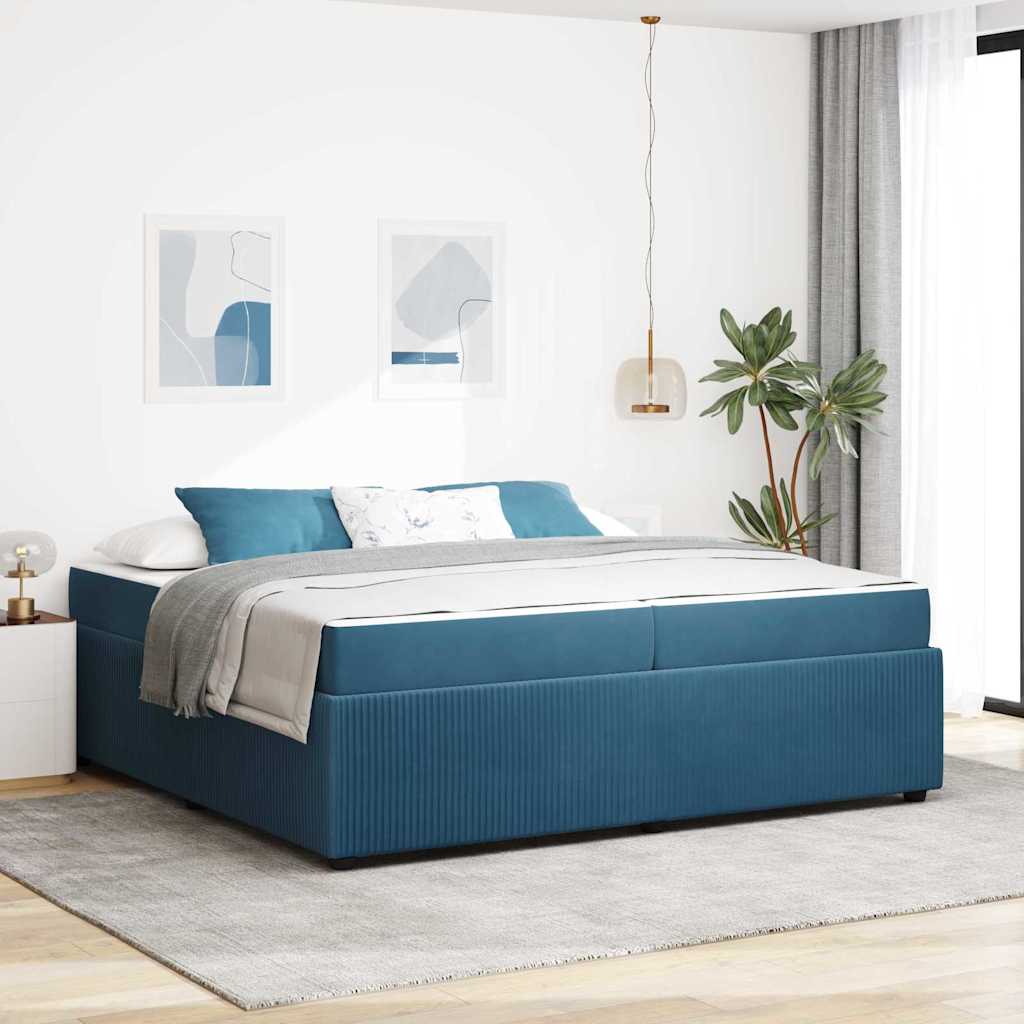 vidaXL Σκελετός Κρεβατιού με στρώμα Μπλε 200 x 200 cm ύφασμα