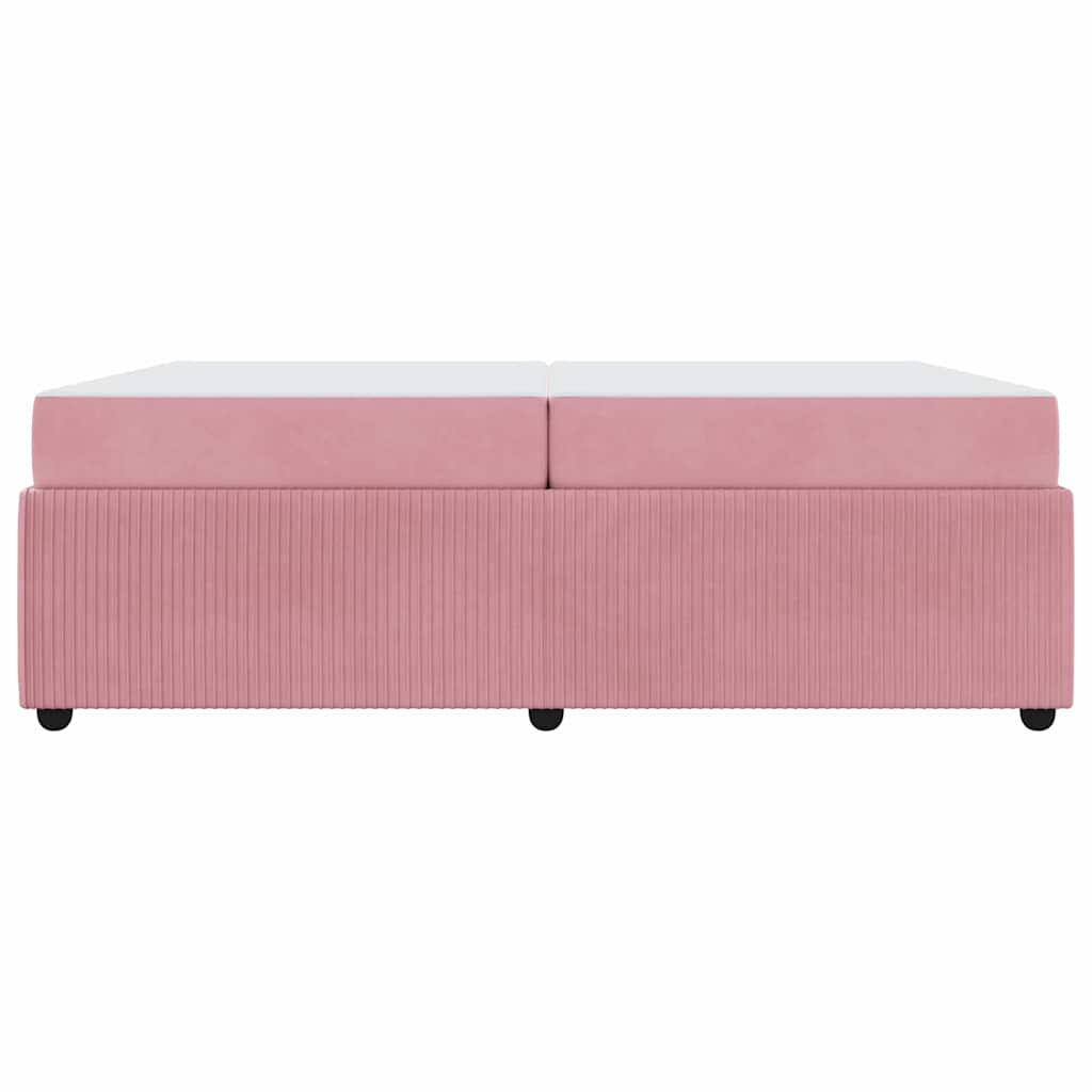 vidaXL Σκελετός Κρεβατιού με στρώμα Ροζ 200 x 200 cm ύφασμα