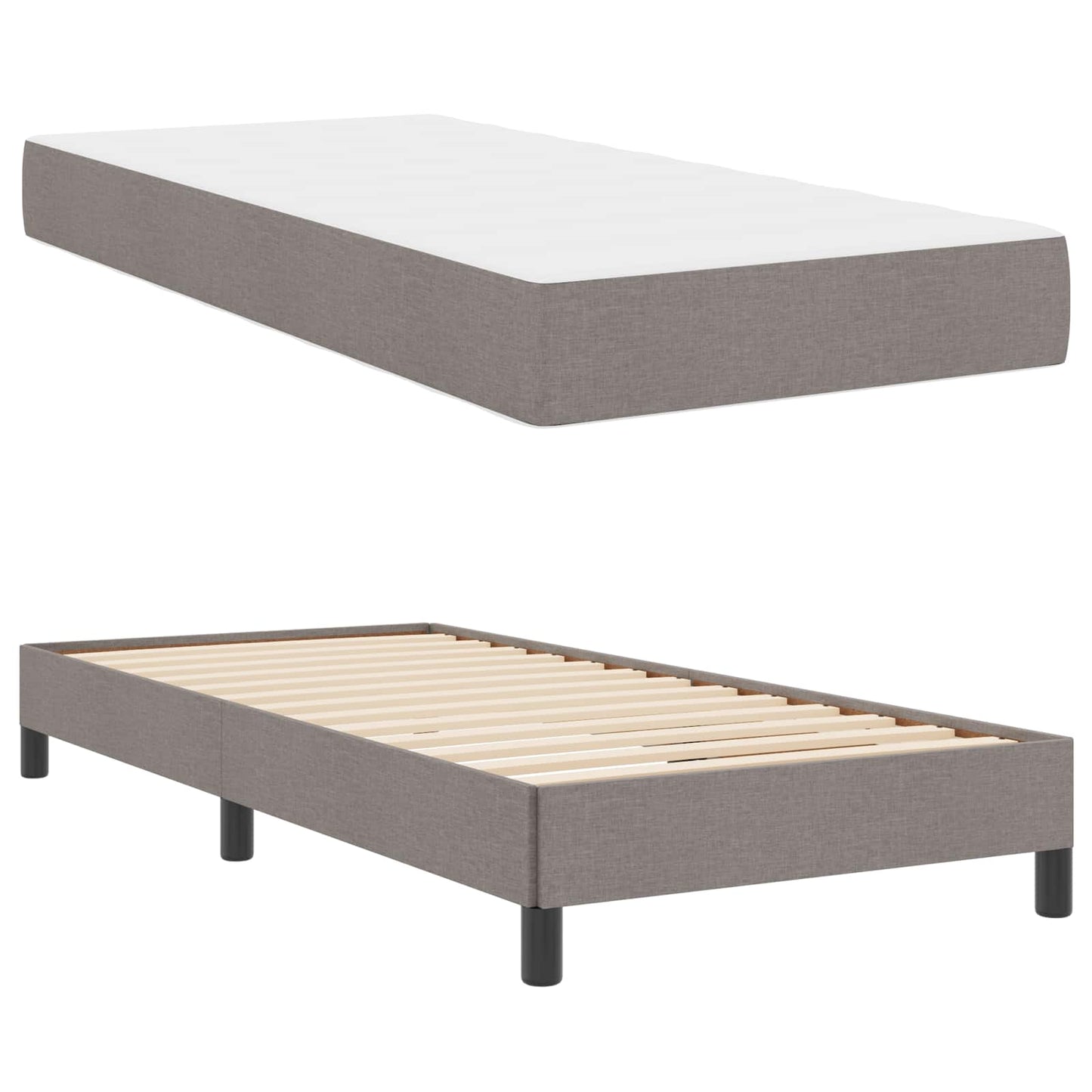 vidaXL Κρεβάτι με ελατήρια με στρώμα Taupe 90 x 190 cm ύφασμα