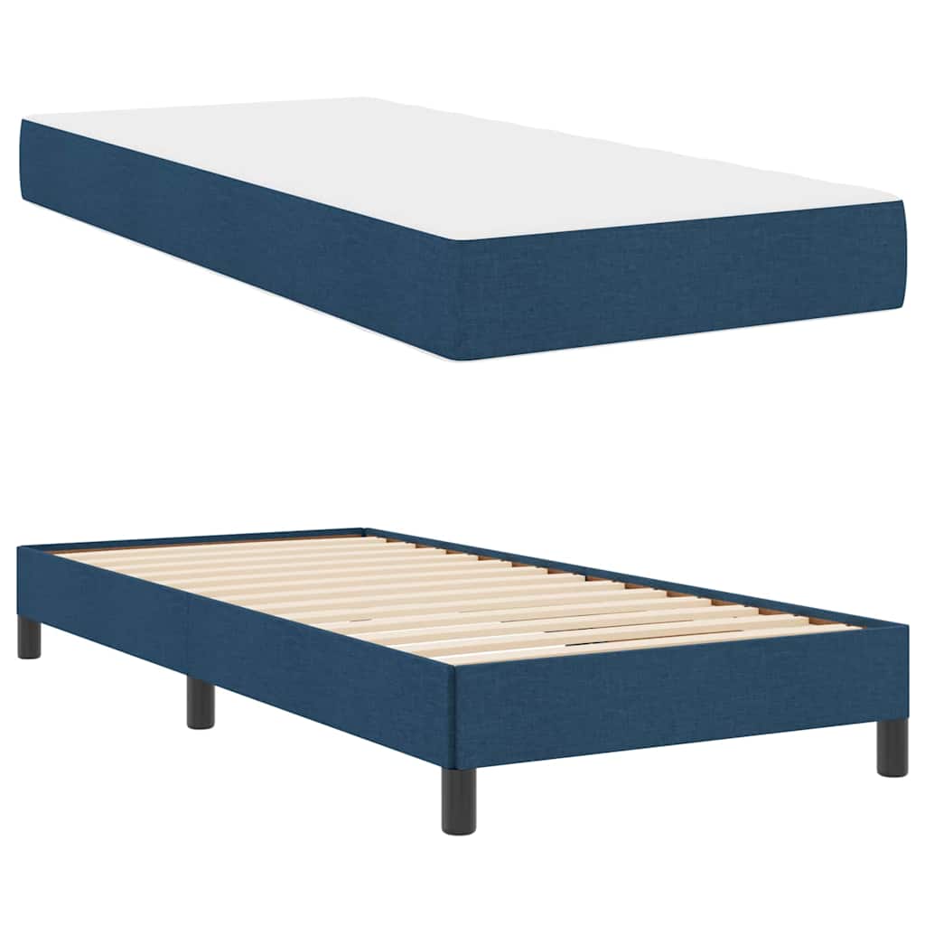 vidaXL Κρεβάτι με ελατήρια με στρώμα Μπλε 90 x 190 cm ύφασμα