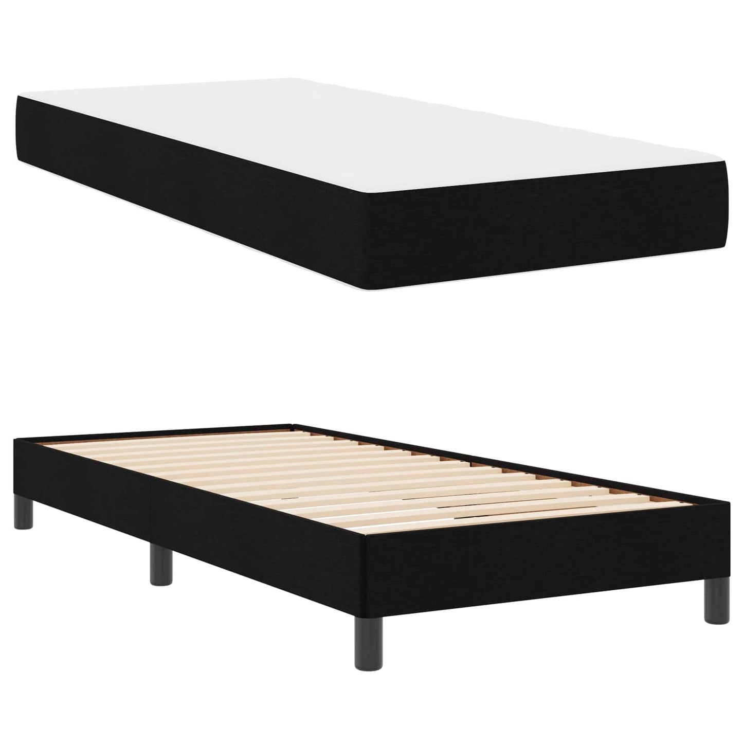 vidaXL Κρεβάτι με ελατήρια με στρώμα Μαύρο 90 x 200 cm ύφασμα