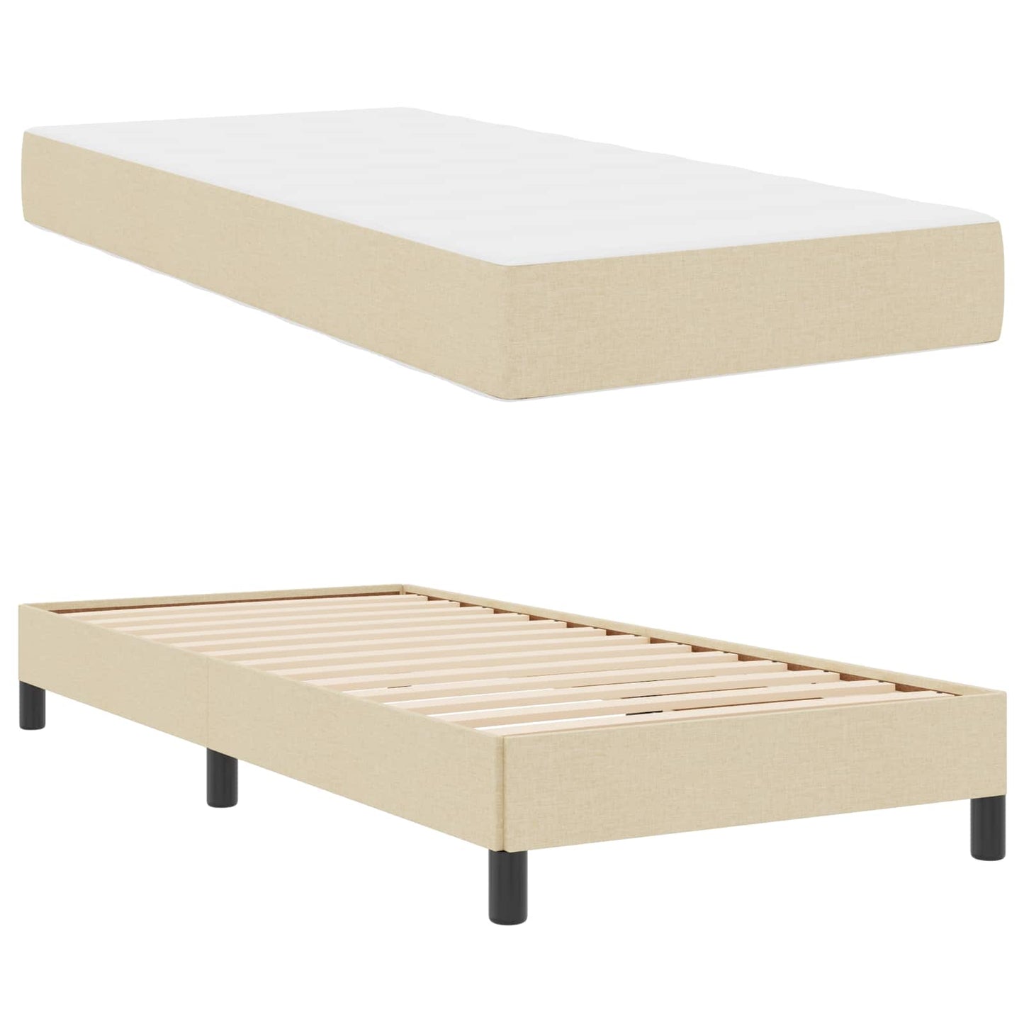 vidaXL Κρεβάτι με ελατήρια με στρώμα Κρεμ 90 x 200 cm ύφασμα