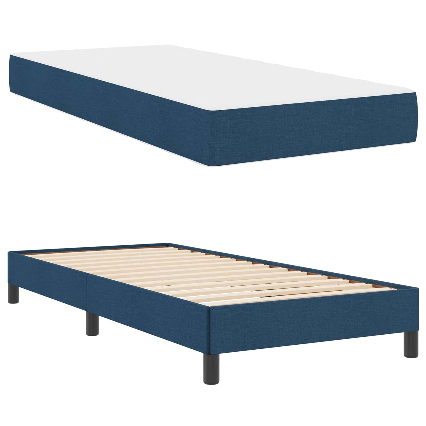 vidaXL Κρεβάτι με ελατήρια με στρώμα Μπλε 100 x 200 cm ύφασμα