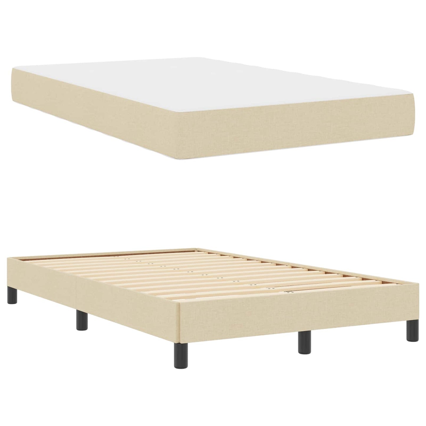 vidaXL Κρεβάτι με ελατήρια με στρώμα Κρεμ 120 x 200 cm ύφασμα