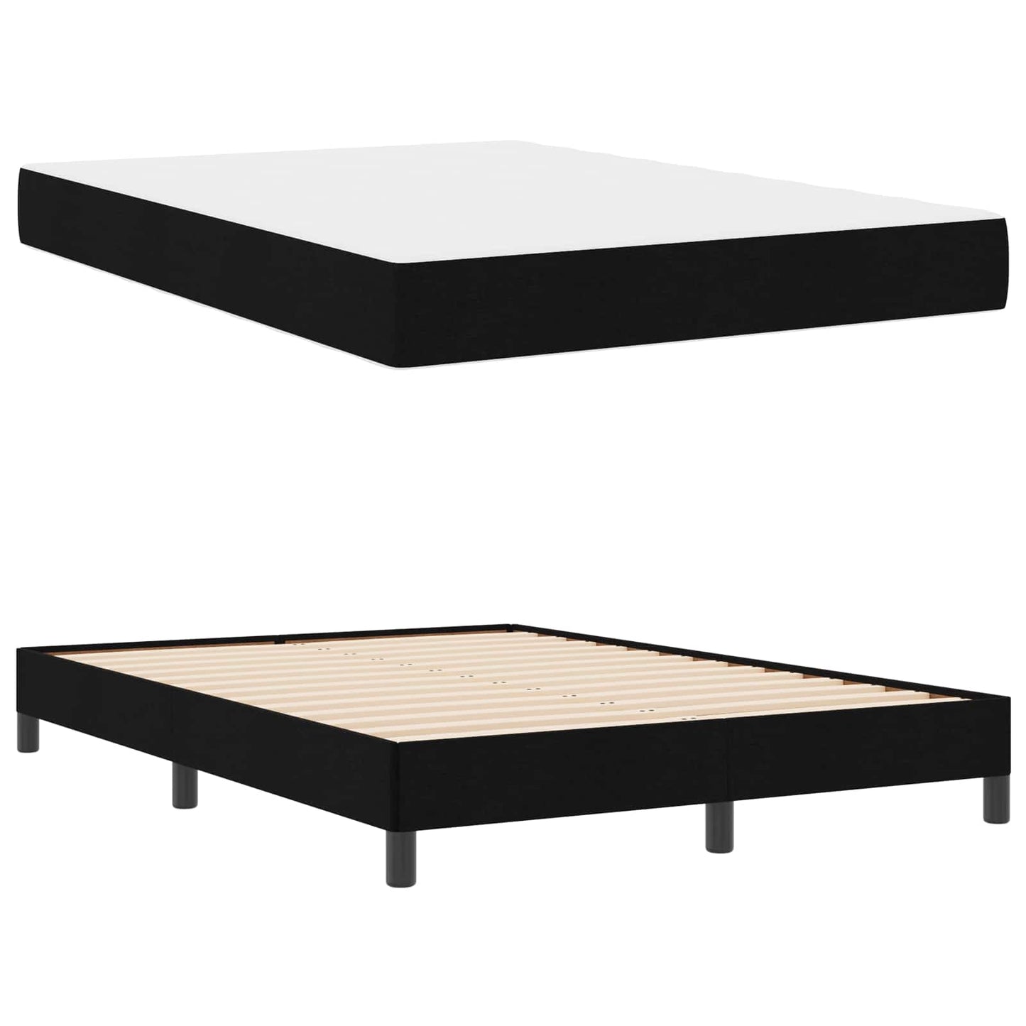 vidaXL Κρεβάτι με ελατήρια με στρώμα Μαύρο 140 x 190 cm ύφασμα