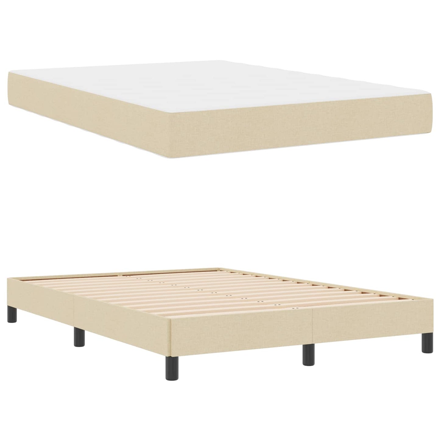 vidaXL Κρεβάτι με ελατήρια με στρώμα Κρεμ 140 x 190 cm ύφασμα