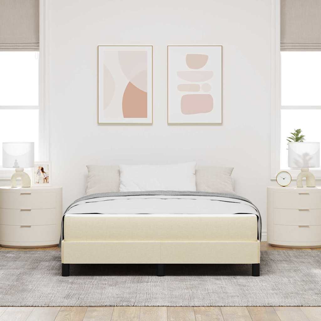 vidaXL Κρεβάτι με ελατήρια Κρεμ 140 x 200 cm ύφασμα