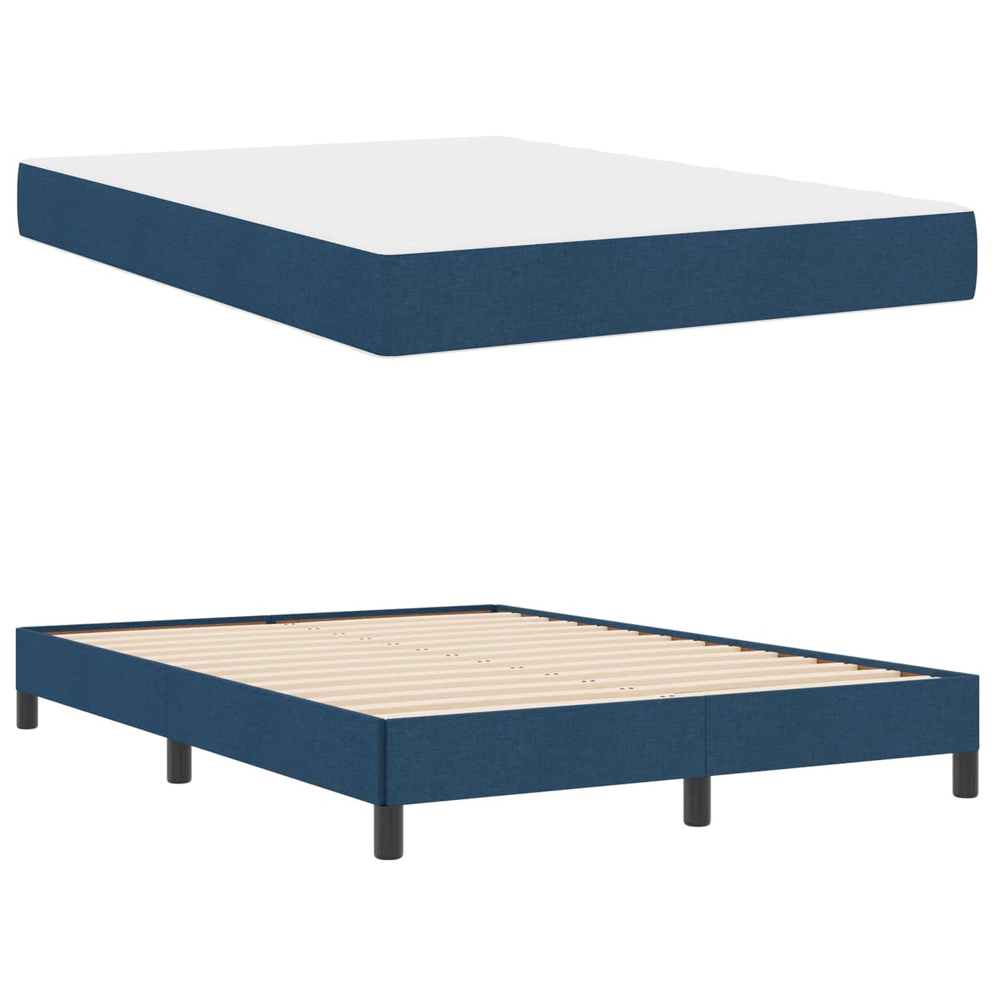 vidaXL Κρεβάτι με ελατήρια με στρώμα Μπλε 160 x 200 cm ύφασμα