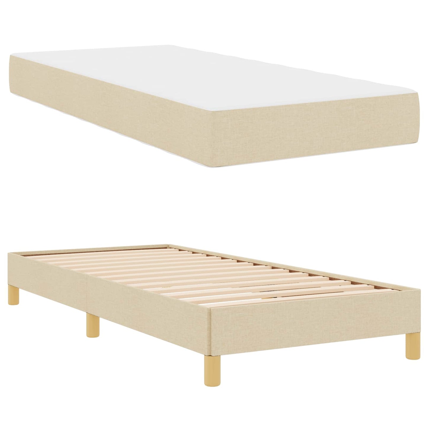 vidaXL Κρεβάτι με ελατήρια με στρώμα Κρεμ 80 x 200 cm ύφασμα
